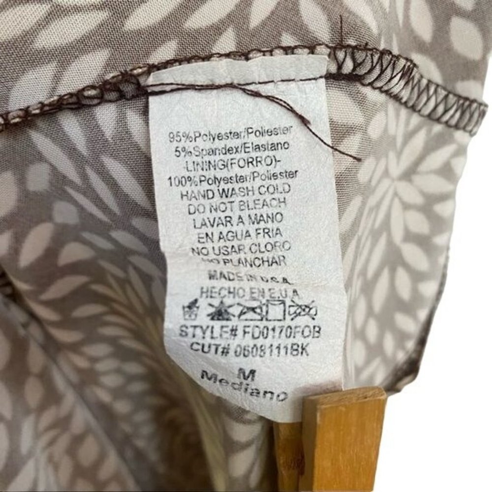 Forever 21 Halter Brown tan Floral V Neck Stretch USA Dress Size M - Picture 3 of 10
